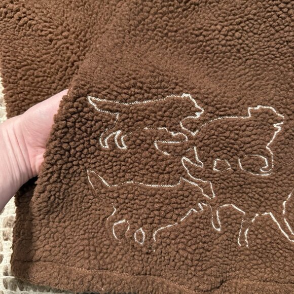 Urban Outfitters BDG Wolf Embroidered Fleece Quarter Jacket Pullover Size Medium - Picture 6 of 8